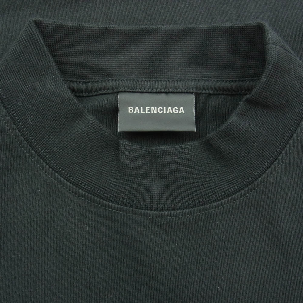 BALENCIAGA バレンシアガ 739028 TPVF9 オーバーサイズ コットン フロント 刺? 半袖 Ｔシャツ ブラック系 3【美品】【中古】