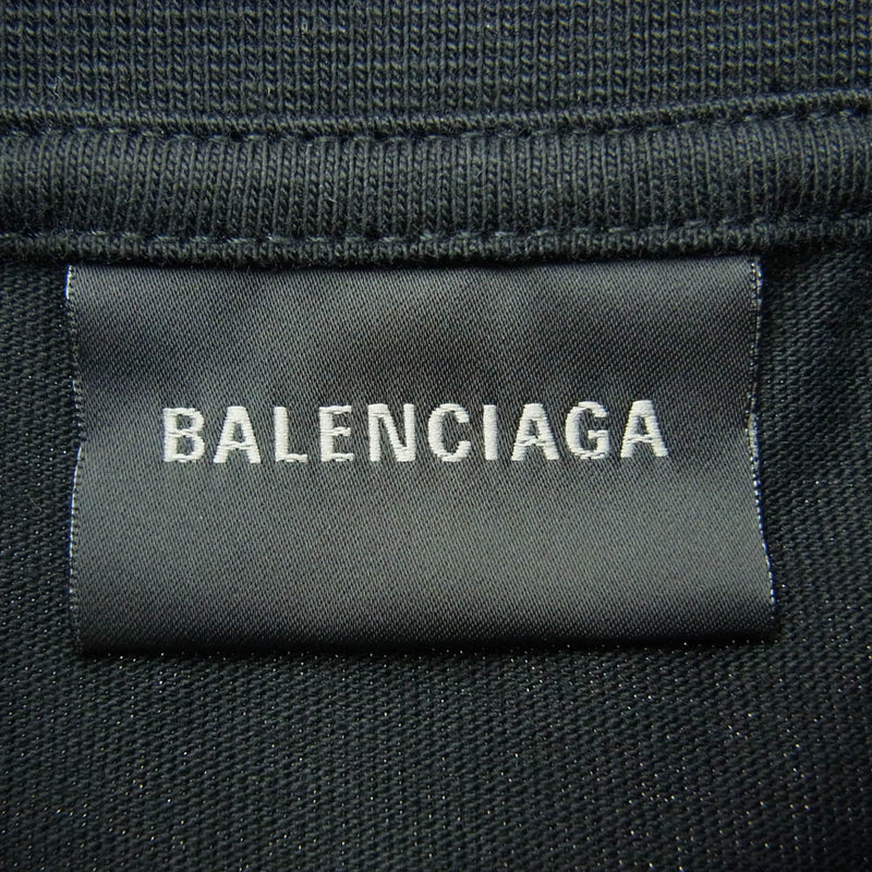 BALENCIAGA バレンシアガ 739028 TPVF9 オーバーサイズ コットン フロント 刺? 半袖 Ｔシャツ ブラック系 3【美品】【中古】