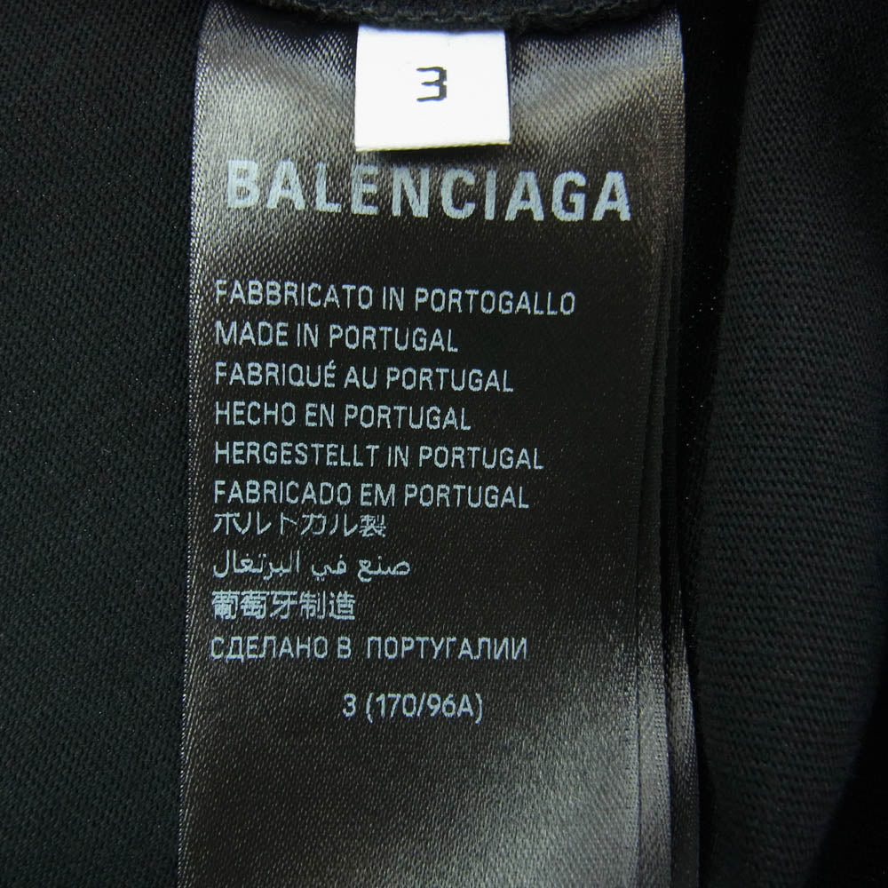 BALENCIAGA バレンシアガ 739028 TPVF9 オーバーサイズ コットン フロント 刺? 半袖 Ｔシャツ ブラック系 3【美品】【中古】