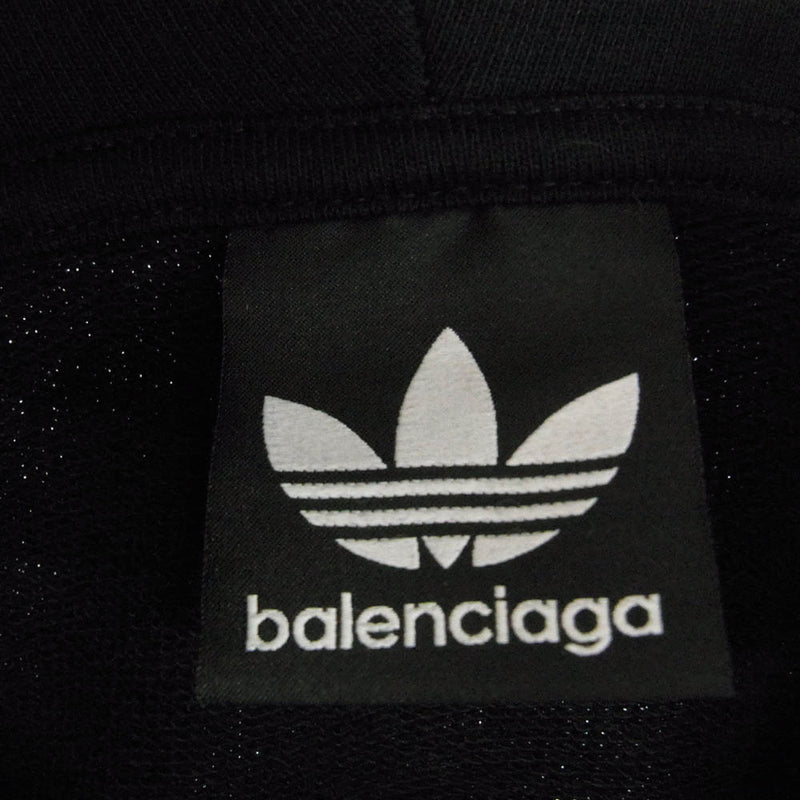 BALENCIAGA バレンシアガ 22AW 729322 TNVN2 Hoodie Large Fit ラージ フィット フーディー パーカー ロゴ刺? ブラック系 4【中古】