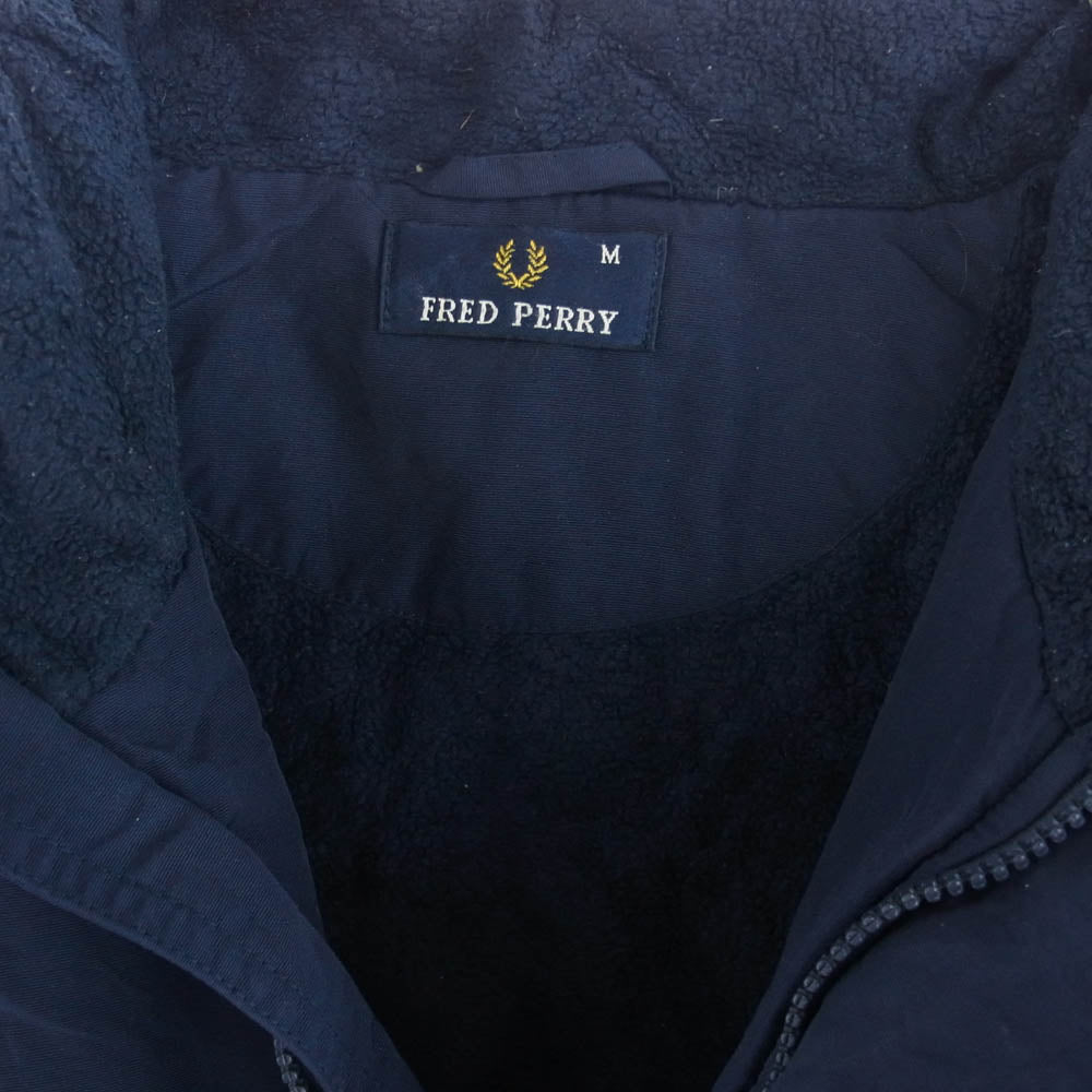 FRED PERRY フレッドペリー ライン 袖ワッペン ロゴ刺繍 ジップアップ ブルゾン ジャケット ネイビー系 M【中古】