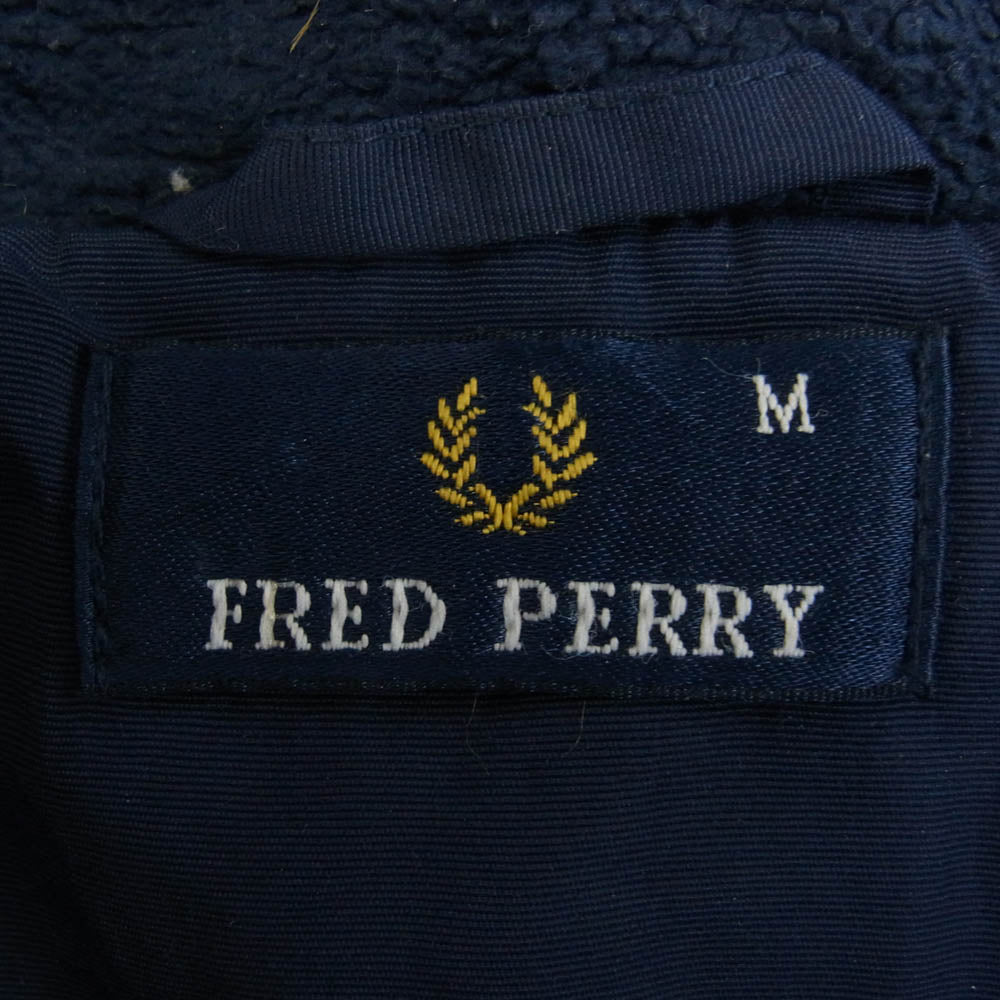 FRED PERRY フレッドペリー ライン 袖ワッペン ロゴ刺繍 ジップアップ ブルゾン ジャケット ネイビー系 M【中古】