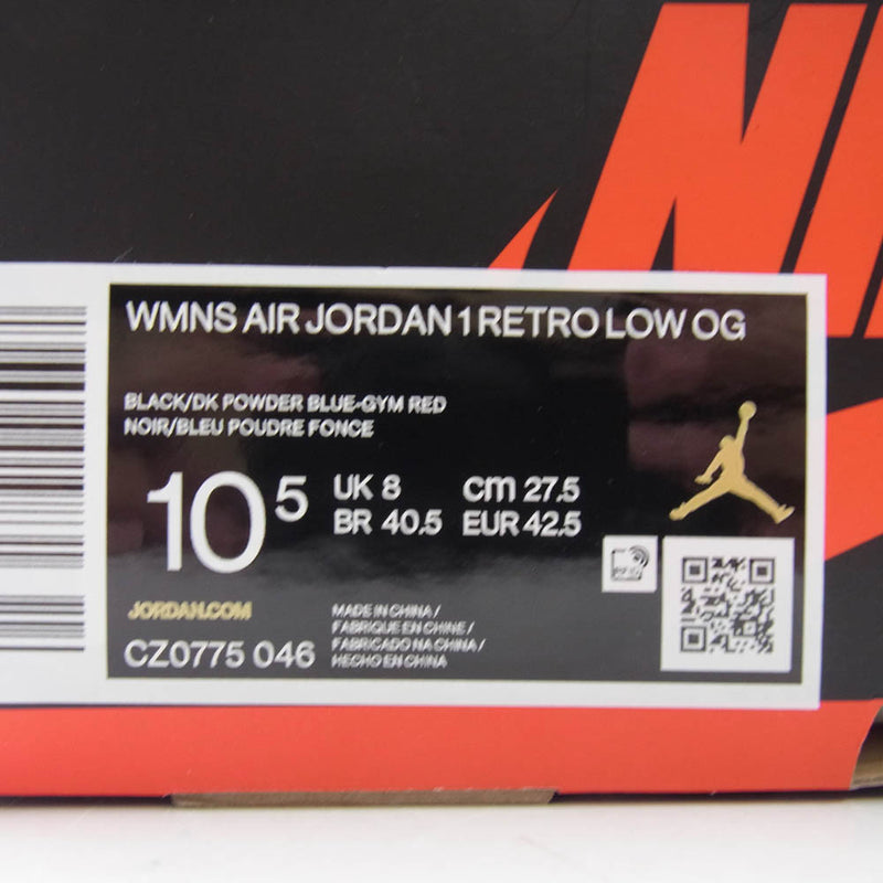 NIKE AIR JORDAN ナイキ ジョーダン CZ0775-046 Air Jordan 1 Retro Low OG NC to Chi エアジョーダン1 レトロ ロー ノースカロライナ トゥ シカゴ スニーカー ブラック系 27.5cm【新古品】【未使用】【中古】