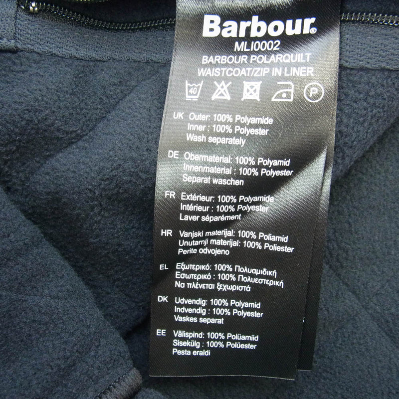 Barbour バブアー MLI0002 POLARQUILT WAISTCOAT/ZIP IN LINER ポーラテック キルティング ウエストコート フリース ベスト ネイビー系 M【中古】