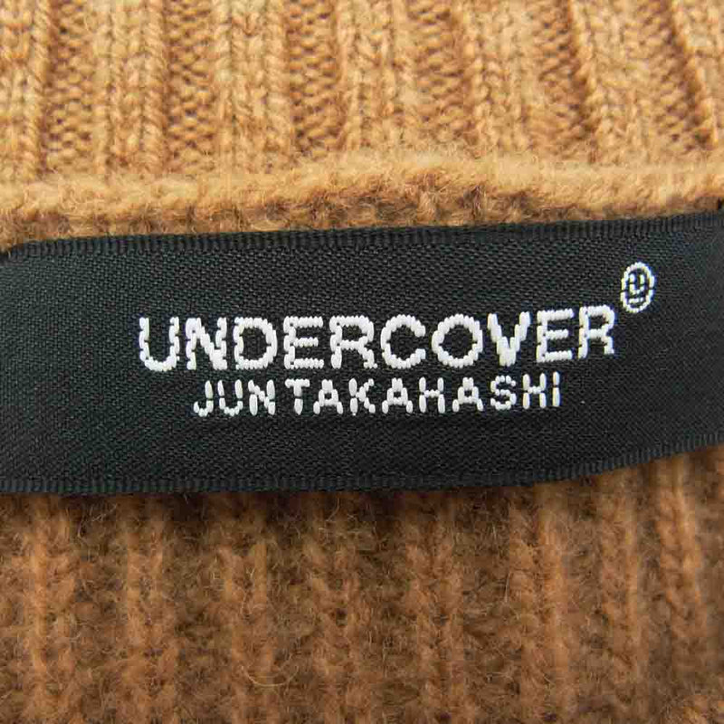 UNDERCOVER アンダーカバー 24AW UC2D-9901 TWIN PEAKS  片畦クルーニット JQパッチ エルボーパッチ ニット セーター ブラウン系 2【新古品】【未使用】【中古】