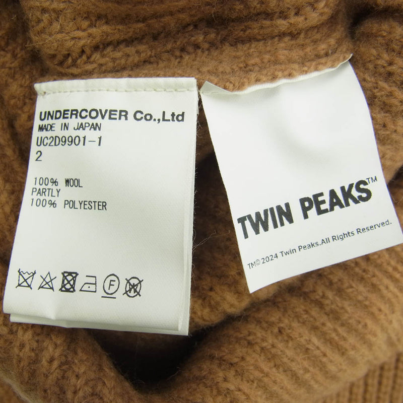 UNDERCOVER アンダーカバー 24AW UC2D-9901 TWIN PEAKS  片畦クルーニット JQパッチ エルボーパッチ ニット セーター ブラウン系 2【新古品】【未使用】【中古】