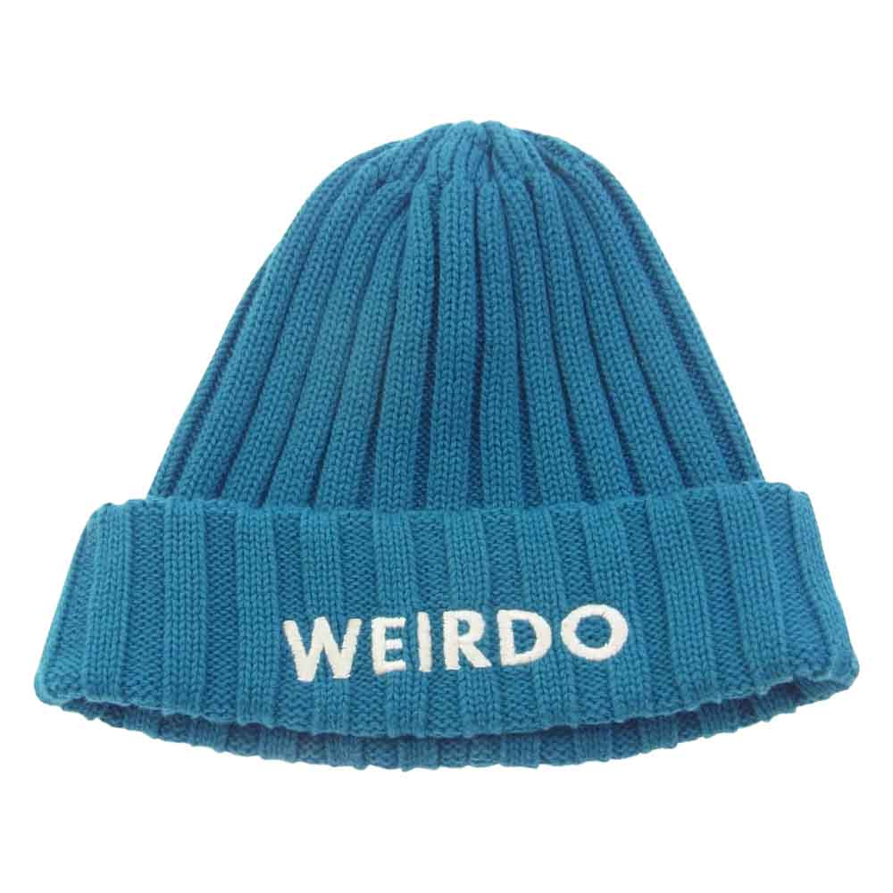 WEIRDO ウィアード WRD-19-SS-G16 ロゴ 刺繍 コットンビーニー ニット キャップ ブルー系 FREE【中古】