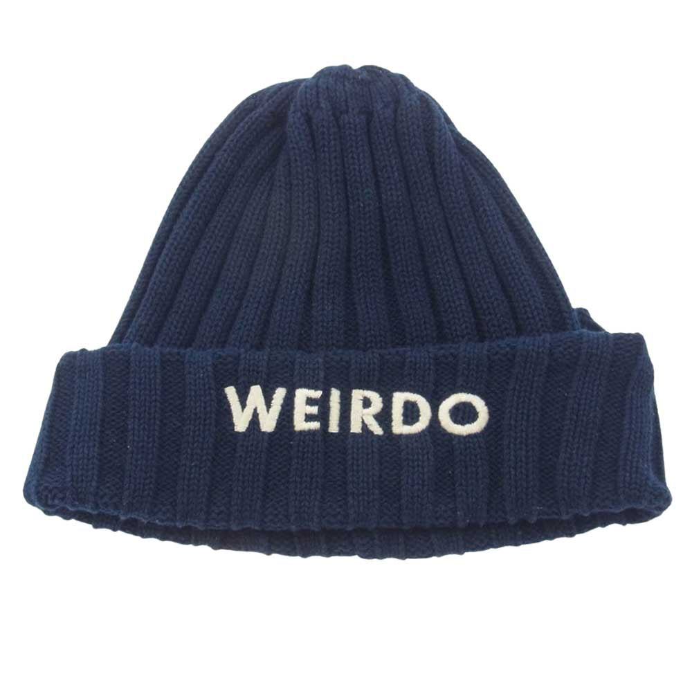 WEIRDO ウィアード WRD-19-SS-G16 ロゴ 刺繍 コットンビーニー ニット キャップ ネイビー ネイビー系 FREE【中古】