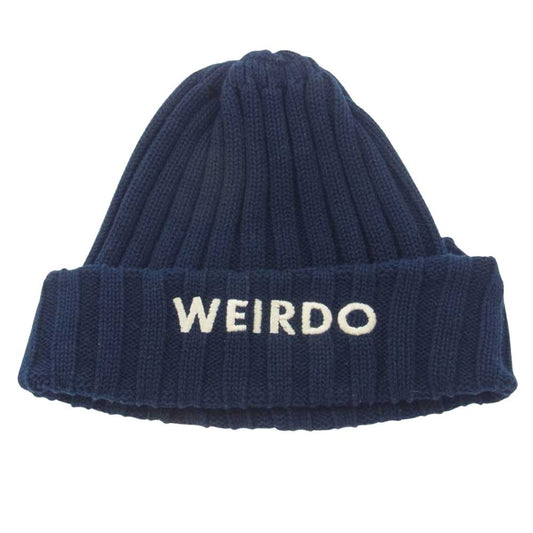 WEIRDO ウィアード WRD-19-SS-G16 ロゴ 刺繍 コットンビーニー ニット キャップ ネイビー ネイビー系 FREE【中古】