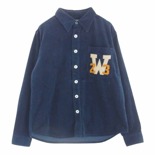 WEIRDO ウィアード WRD-19-AW-19 カレッジ ロングスリーブ コーデュロイ シャツ ネイビー系 XL【中古】