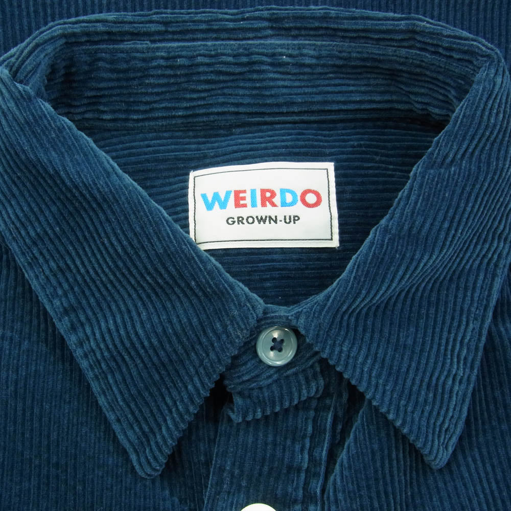 WEIRDO ウィアード WRD-19-AW-19 カレッジ ロングスリーブ コーデュロイ シャツ ネイビー系 XL【中古】