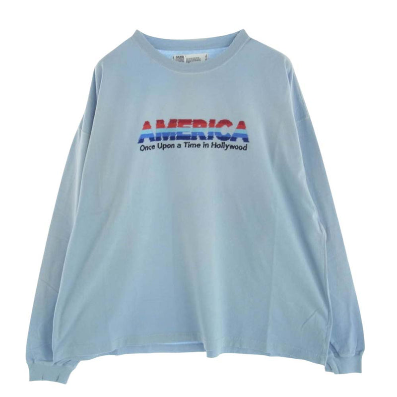 ダイリク 24SS 24SS C-4 AMERICA VINTAGE SUNBURN ダメージ加工 刺繍 ロングスリーブ 長袖 Tシャツ カットソー ロンT ライトブルー系 FREE【新古品】【未使用】【中古】