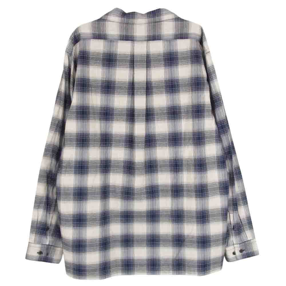 SUGARHILL シュガーヒル 24SS 2441000501 YAK OMBRE PLAID OPEN COLLAR BROUSE オンブレチェック 長袖 開襟 シャツ ネイビー系 2【新古品】【未使用】【中古】