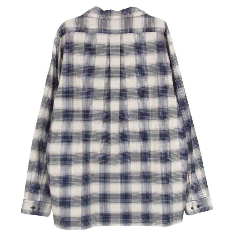 SUGARHILL シュガーヒル 24SS 2441000501 YAK OMBRE PLAID OPEN COLLAR BROUSE オンブレチェック 長袖 開襟 シャツ ネイビー系 2【新古品】【未使用】【中古】