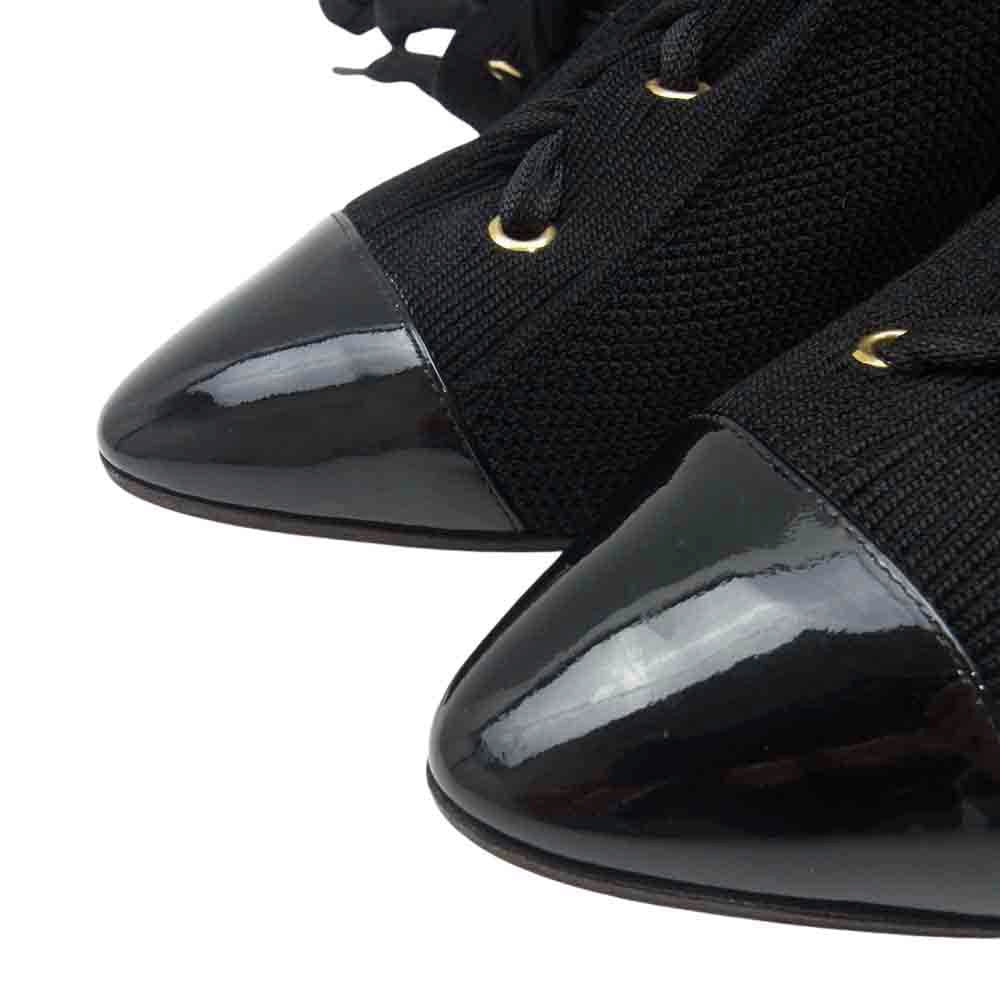 Christian Louboutin クリスチャンルブタン レース アップ ロング ブーツ ピンヒール ブラック系 EU38.5【中古】