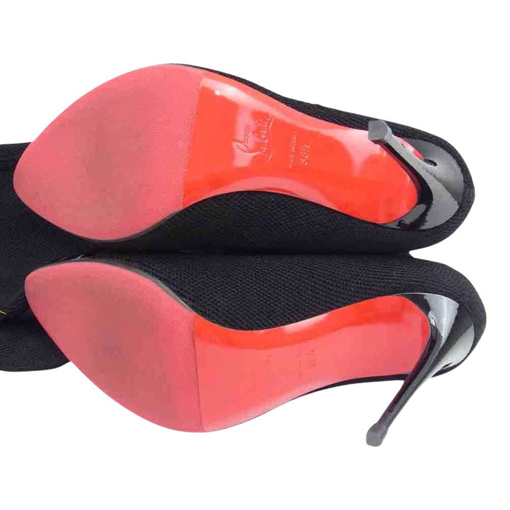 Christian Louboutin クリスチャンルブタン レース アップ ロング ブーツ ピンヒール ブラック系 EU38.5【中古】