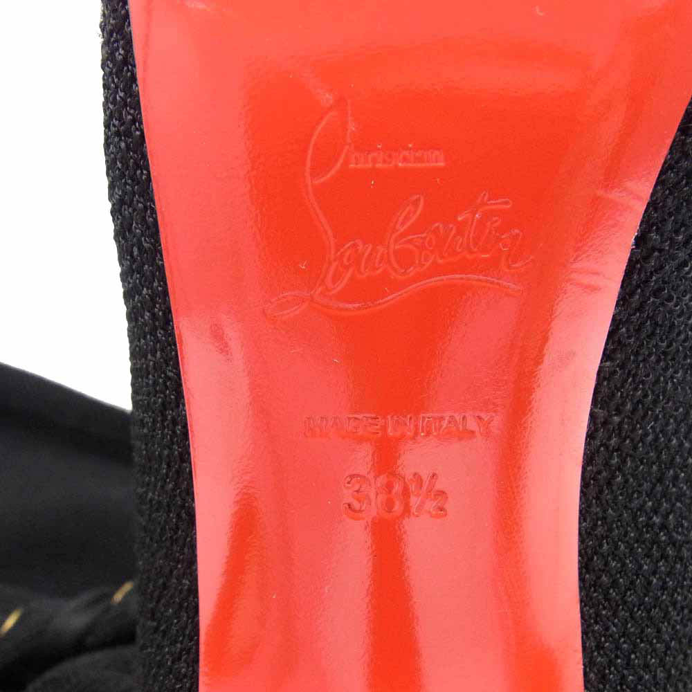 Christian Louboutin クリスチャンルブタン レース アップ ロング ブーツ ピンヒール ブラック系 EU38.5【中古】