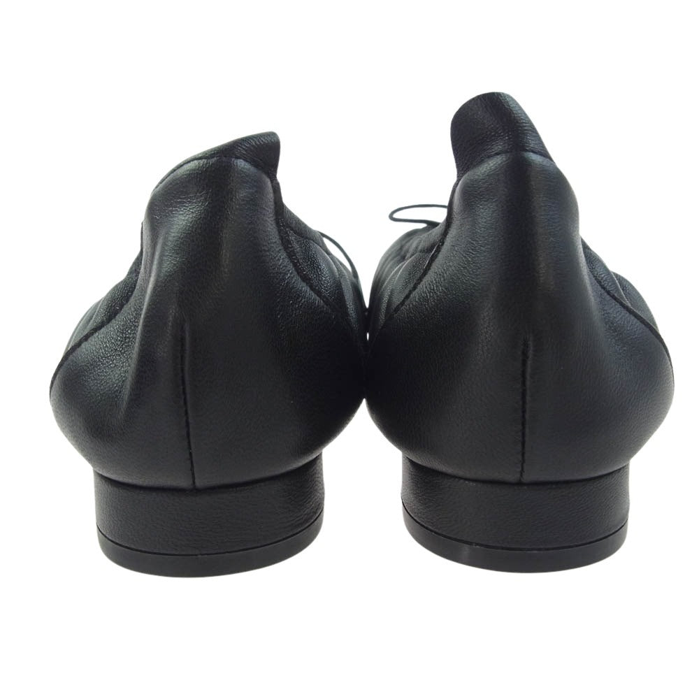 ダニエラアンドジェマ GE24135 スクエアトゥ ギャザー バレエシューズ ブラック系 38【極上美品】【中古】