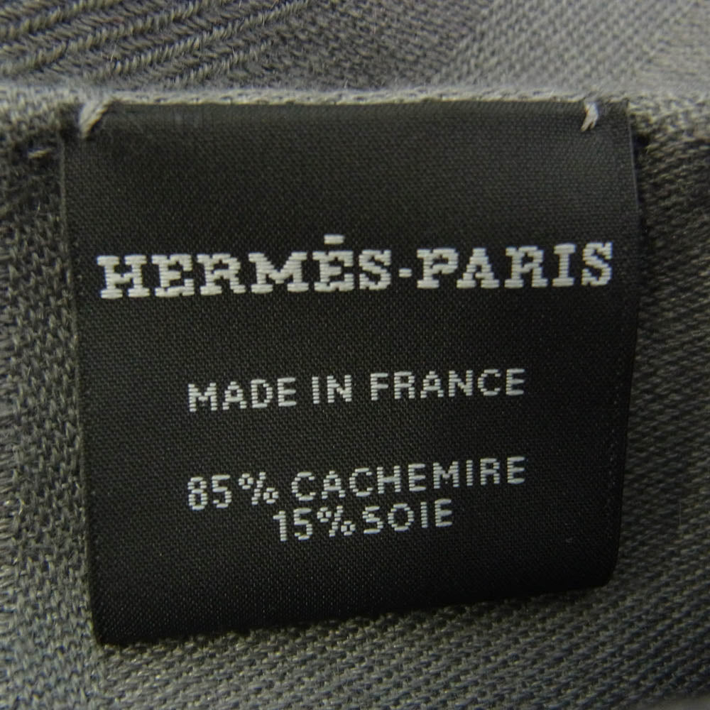 HERMES エルメス 262494S ニューリブリス エクスリブリス グリ ニュアージュ グレー カシミヤ シルク 絹 ストール グレー系【中古】