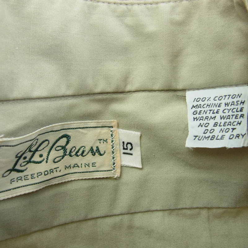 L.L.Bean エルエルビーン 60s~70s 筆記体タグ エポレット付き 長袖 シャツ ベージュ ベージュ系 15【中古】