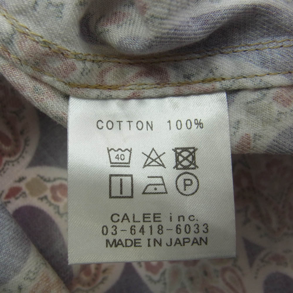 CALEE キャリー ペイズリー 柄 コットン 長袖 シャツ パープル M パープル系 M【中古】