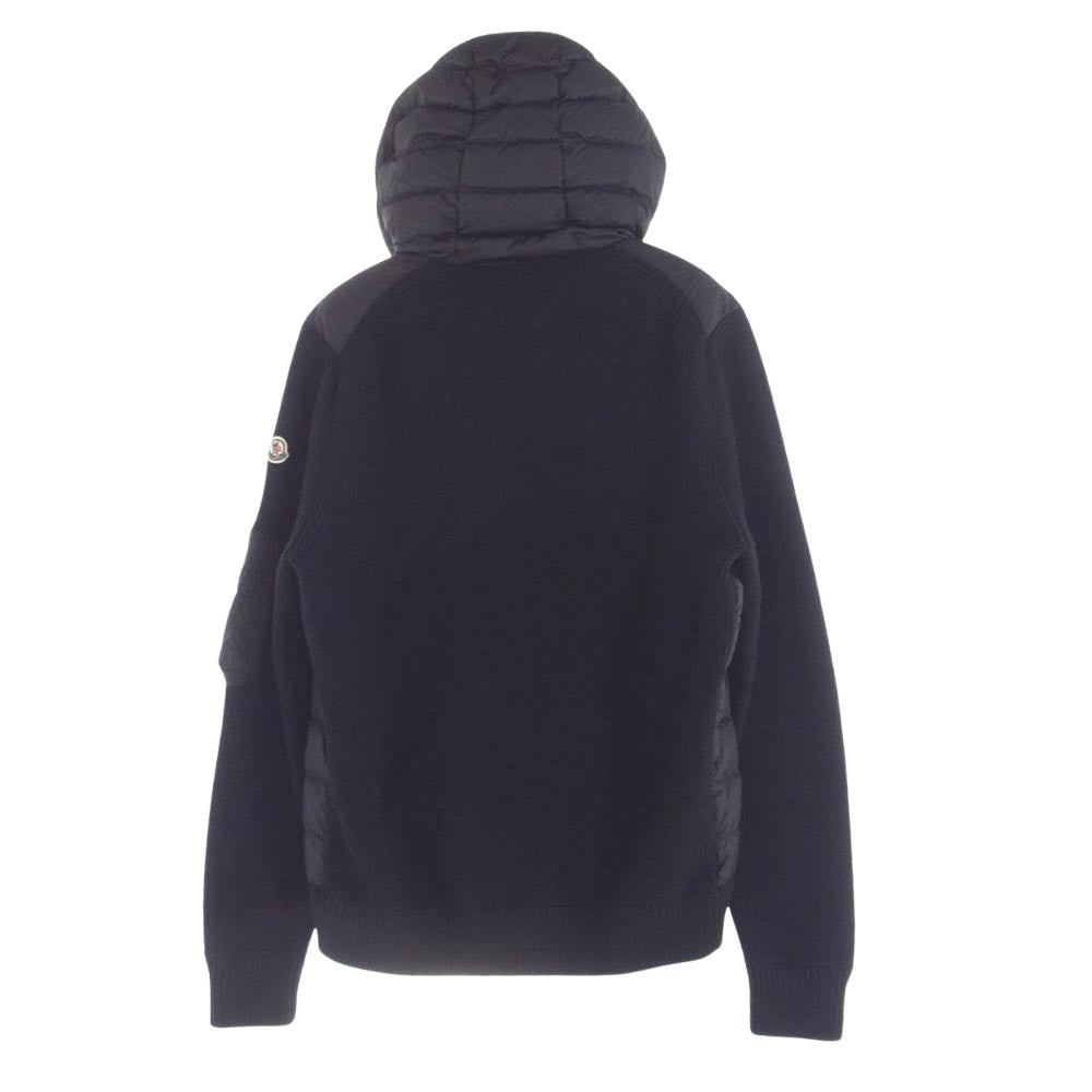 MONCLER モンクレール 21AW G20919B50800 A9340 国内正規品 MAGLIONE TRICOT CARDIGAN 切替 ダウン ワッフル サーマル ニット 長袖 ジップアップ パーカー ブラック系 L【中古】