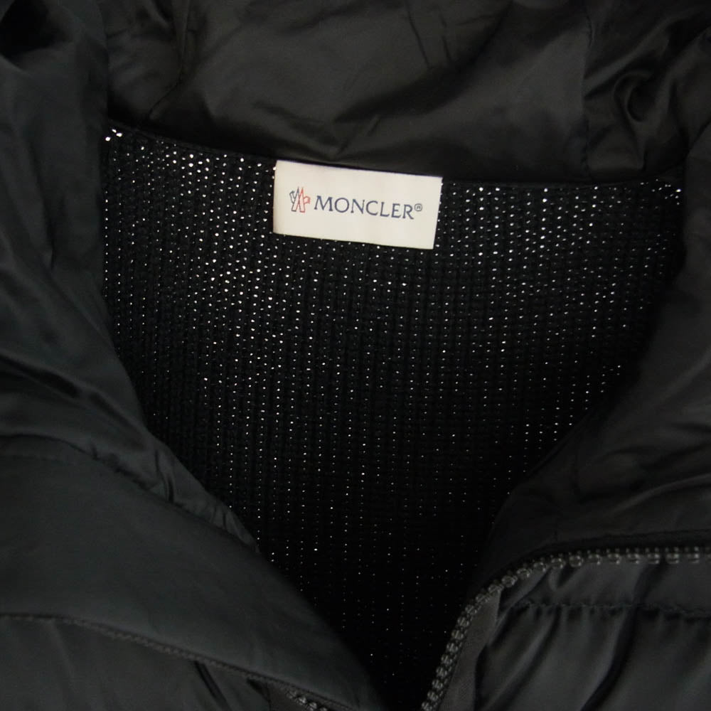 MONCLER モンクレール 21AW G20919B50800 A9340 国内正規品 MAGLIONE TRICOT CARDIGAN 切替 ダウン ワッフル サーマル ニット 長袖 ジップアップ パーカー ブラック系 L【中古】