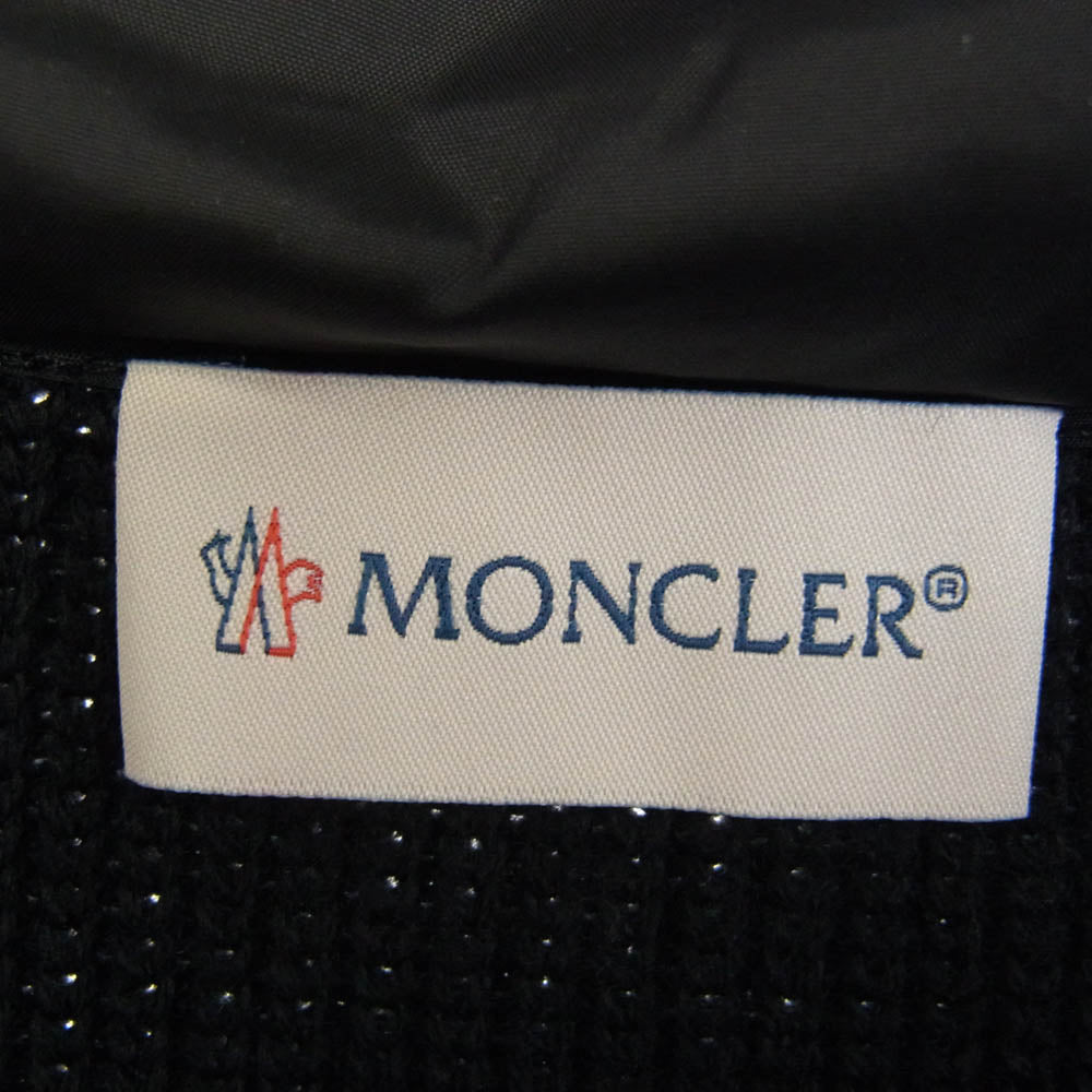 MONCLER モンクレール 21AW G20919B50800 A9340 国内正規品 MAGLIONE TRICOT CARDIGAN 切替 ダウン ワッフル サーマル ニット 長袖 ジップアップ パーカー ブラック系 L【中古】