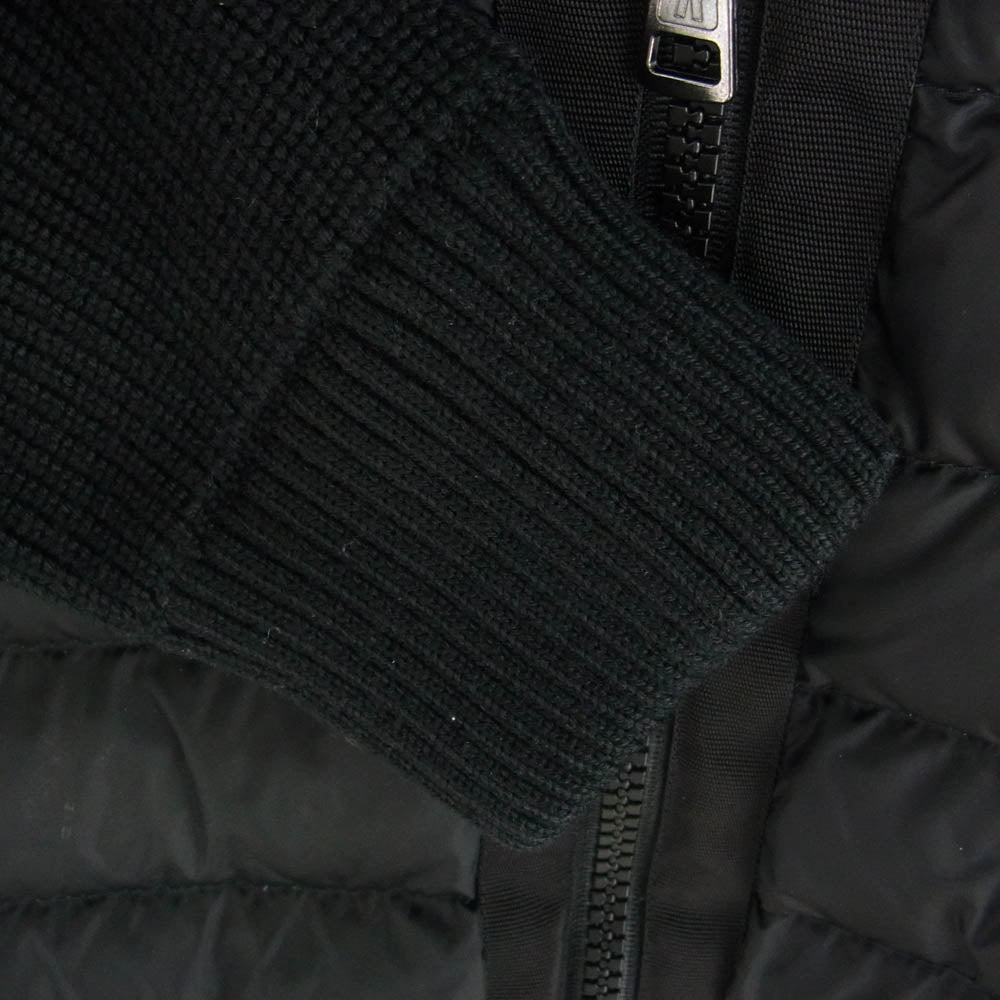 MONCLER モンクレール 21AW G20919B50800 A9340 国内正規品 MAGLIONE TRICOT CARDIGAN 切替 ダウン ワッフル サーマル ニット 長袖 ジップアップ パーカー ブラック系 L【中古】