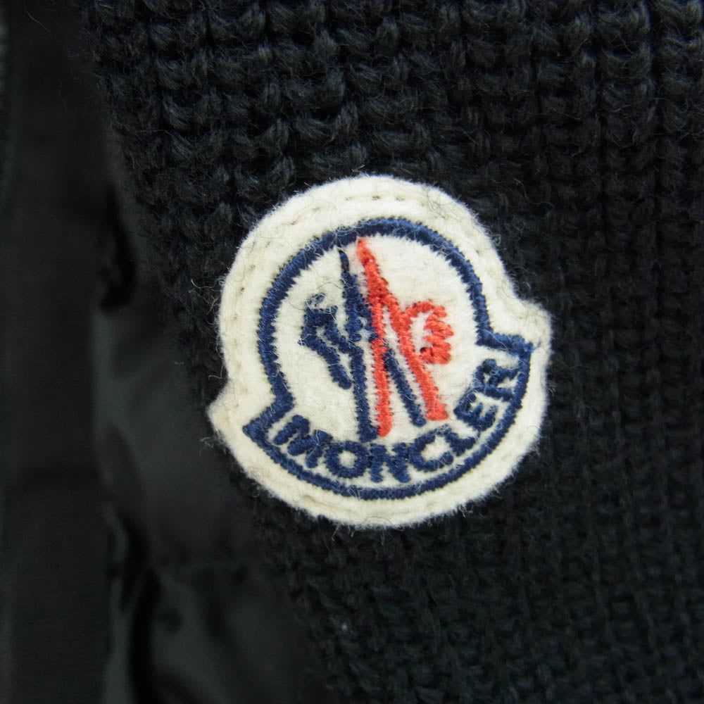 MONCLER モンクレール 21AW G20919B50800 A9340 国内正規品 MAGLIONE TRICOT CARDIGAN 切替 ダウン ワッフル サーマル ニット 長袖 ジップアップ パーカー ブラック系 L【中古】