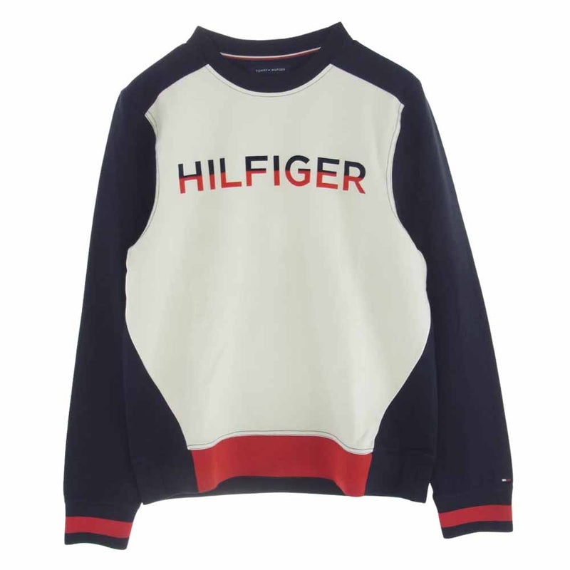 TOMMY HILFIGER トミーヒルフィガー フェルトロゴ スウェット トレーナー ホワイト系 ネイビー系 レッド系 S【中古】