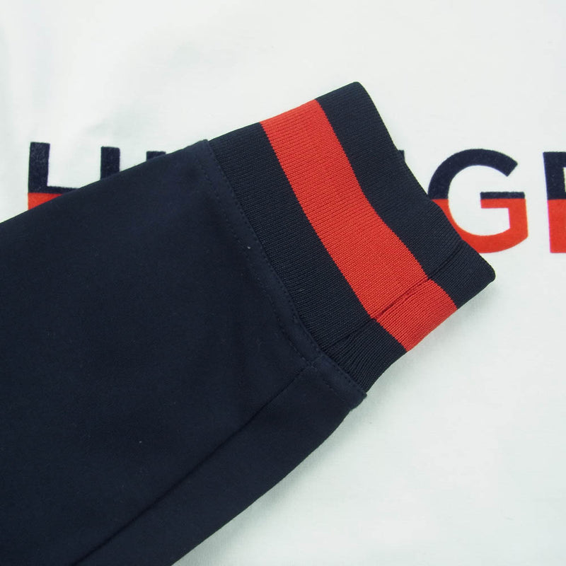 TOMMY HILFIGER トミーヒルフィガー フェルトロゴ スウェット トレーナー ホワイト系 ネイビー系 レッド系 S【中古】