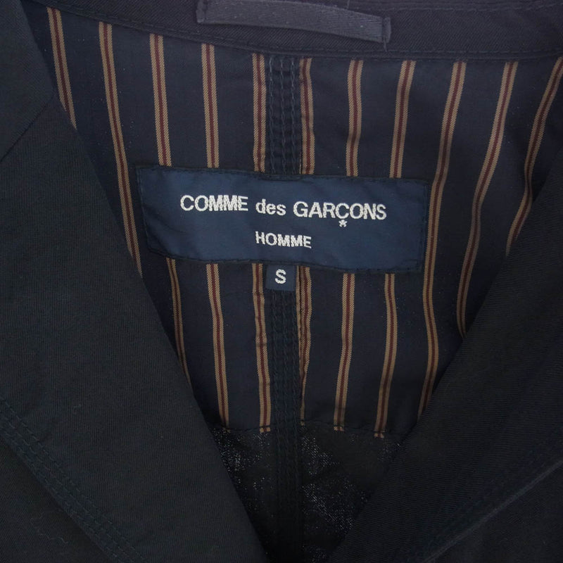 COMME des GARCONS HOMME コムデギャルソンオム HA-J046 2B シングル テーラード ジャケット 裏地ストライプ フラワーピンズ ブラック系 S【中古】