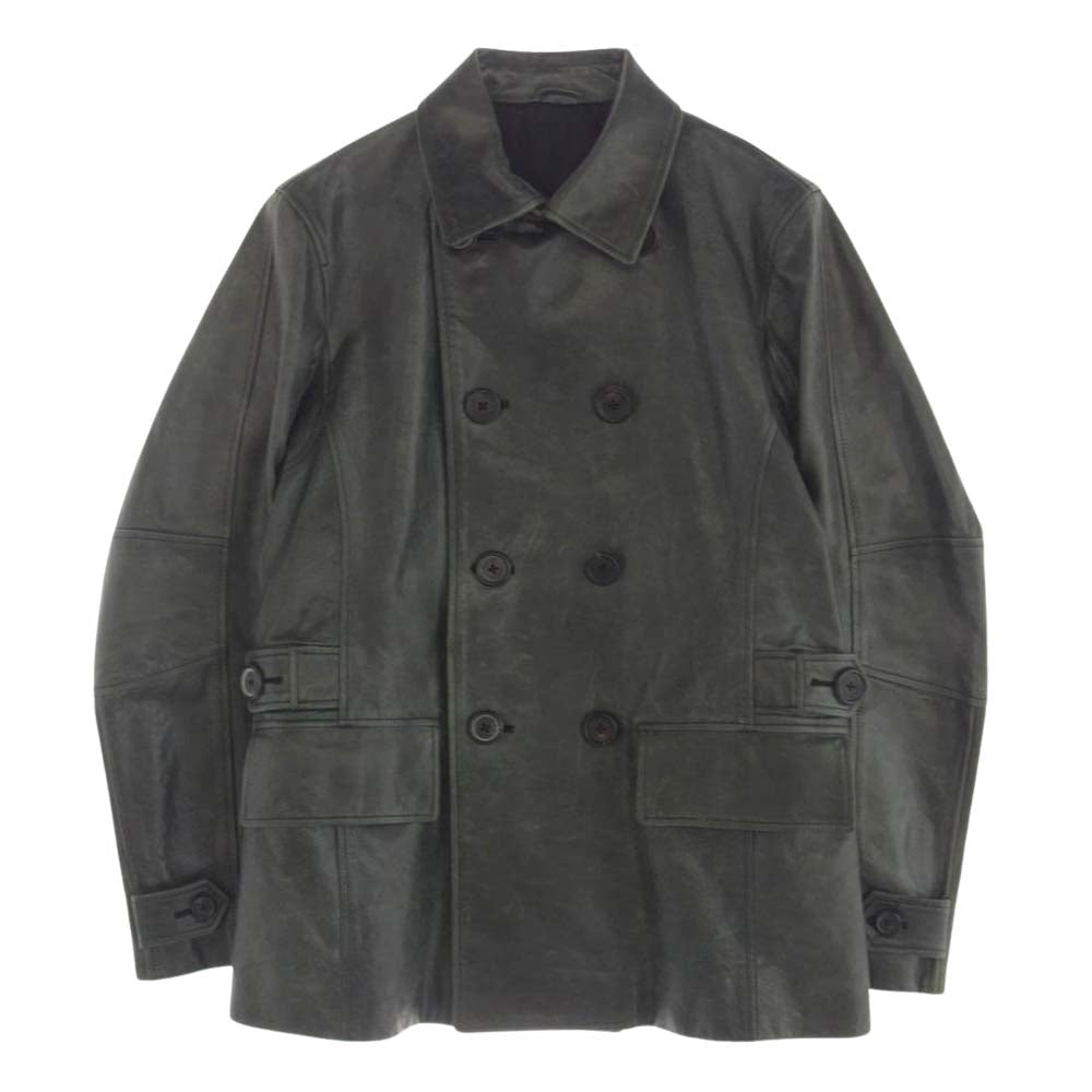 Paul Smith ポール・スミス 473221 ラムレザー トレンチ コート 羊皮 グリーン L L【中古】