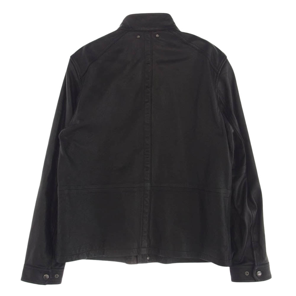 COACH コーチ スタンドカラー ラムレザー ジャケット 羊皮 L ブラック ブラック系 L【中古】