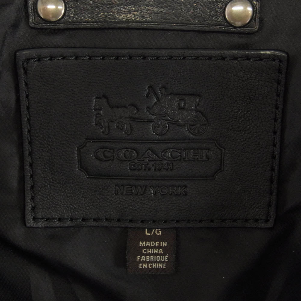 COACH コーチ スタンドカラー ラムレザー ジャケット 羊皮 L ブラック ブラック系 L【中古】