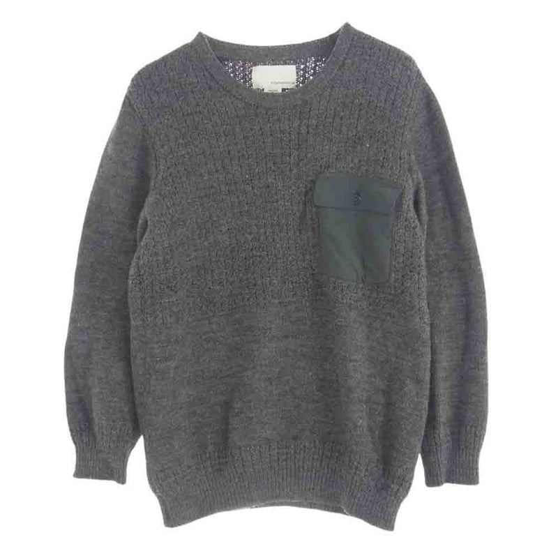 nanamica ナナミカ SUJF573 Fisherman Sweater フィッシャーマン セーター ポケット切替 ニット セーター グレー系 XS【中古】