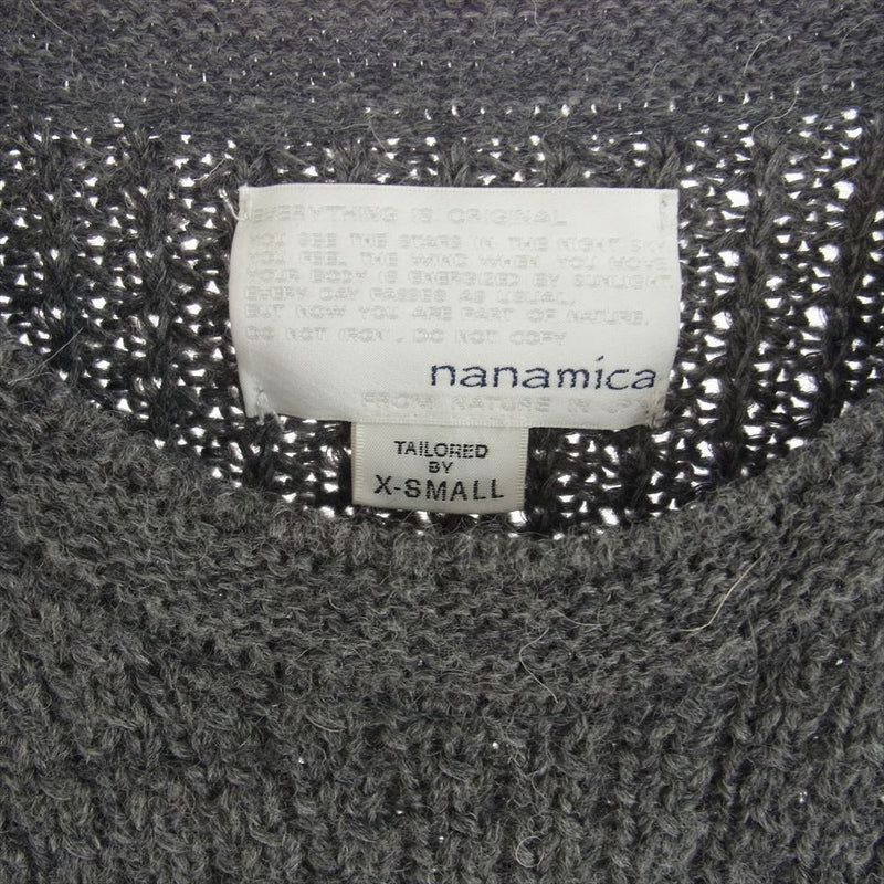 nanamica ナナミカ SUJF573 Fisherman Sweater フィッシャーマン セーター ポケット切替 ニット セーター グレー系 XS【中古】