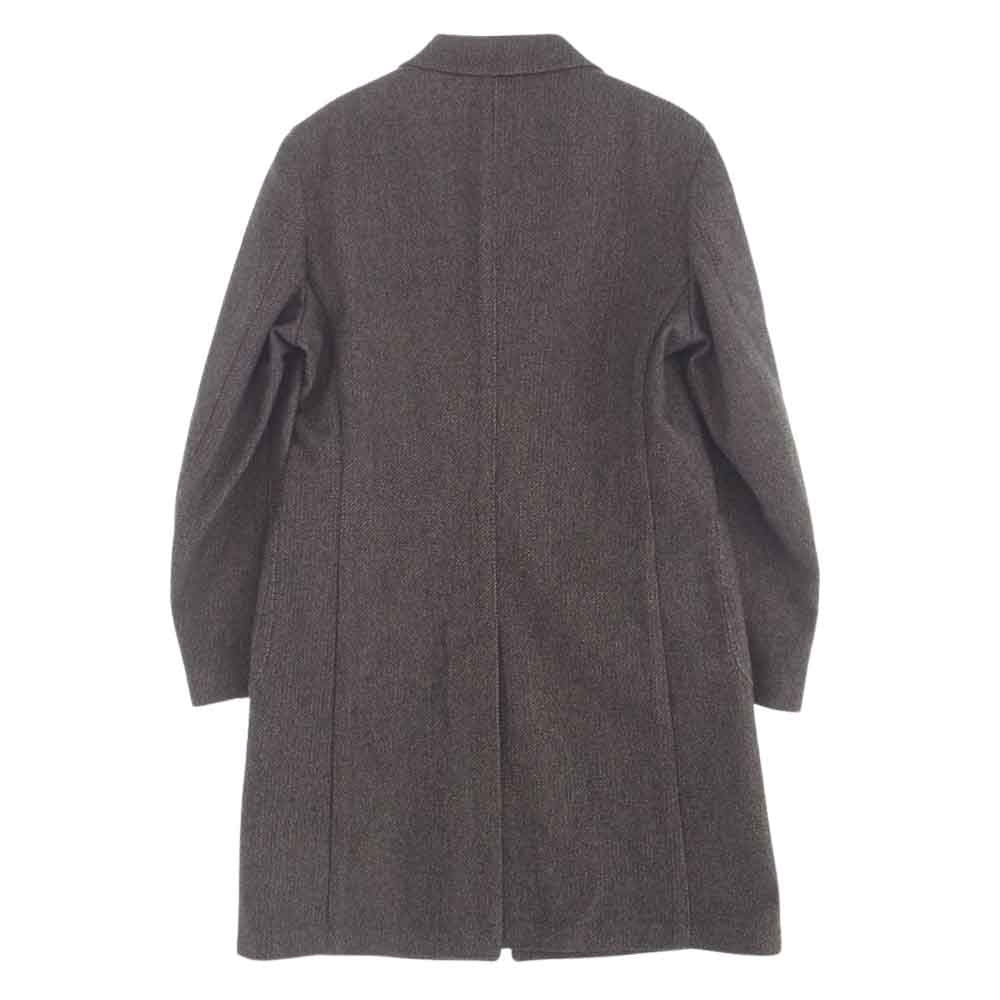 LARDINI ラルディーニ ウッドブートニエール 3B チェスター コート コットン ウール ナイロン ジャカード ブラウン系 50【美品】【中古】