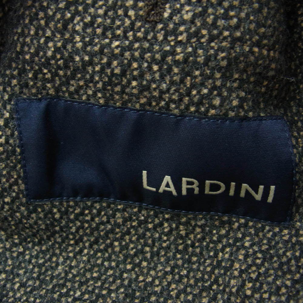 LARDINI ラルディーニ ウッドブートニエール 3B チェスター コート コットン ウール ナイロン ジャカード ブラウン系 50【美品】【中古】