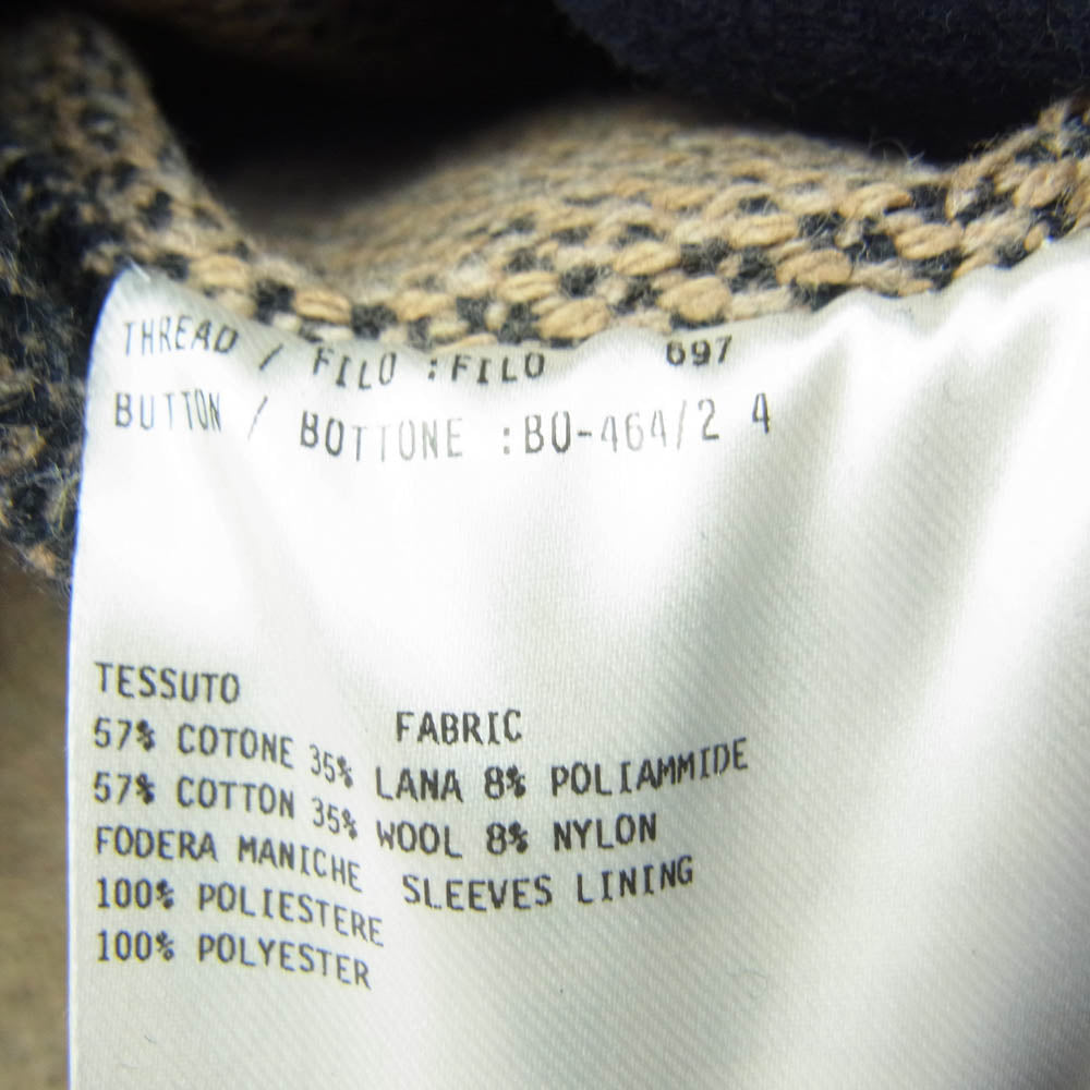 LARDINI ラルディーニ ウッドブートニエール 3B チェスター コート コットン ウール ナイロン ジャカード ブラウン系 50【美品】【中古】