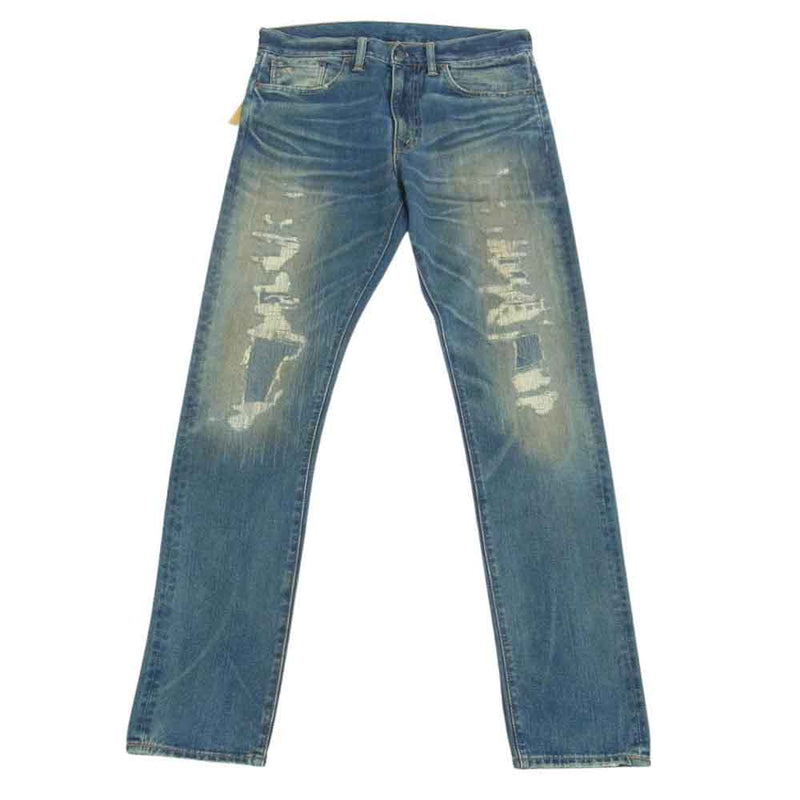 RRL ダブルアールエル 782943800001 High Slim Jean Brannon Repaired Wash ダメージ リペア加工 デニムパンツ ジーンズ インディゴブルー系 30X32【中古】