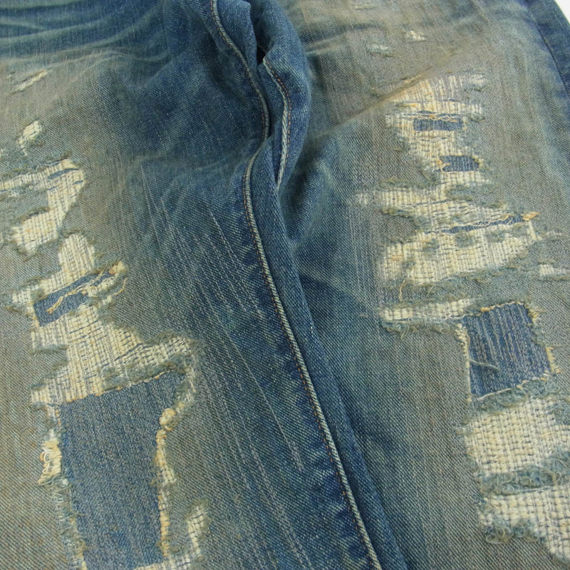 RRL ダブルアールエル 782943800001 High Slim Jean Brannon Repaired Wash ダメージ リペア加工 デニムパンツ ジーンズ インディゴブルー系 30X32【中古】