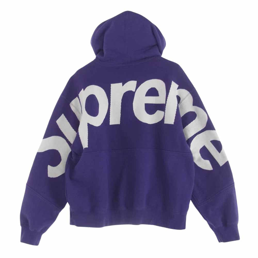 Supreme シュプリーム 23AW Big Logo Jacquard Hooded Sweatshirt ビッグロゴ ジャガード フーデッド スウェットシャツ フーディ パーカー パープル系 L【中古】