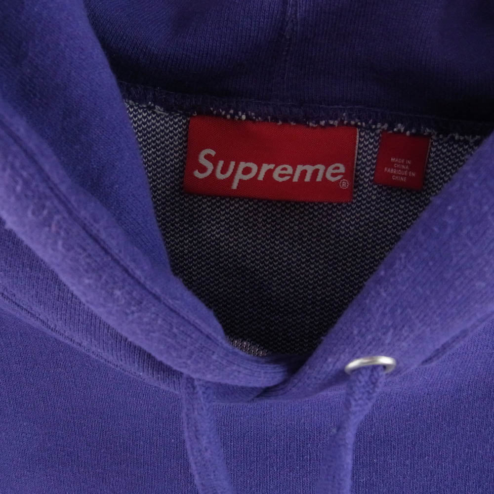 Supreme シュプリーム 23AW Big Logo Jacquard Hooded Sweatshirt ビッグロゴ ジャガード フーデッド スウェットシャツ フーディ パーカー パープル系 L【中古】