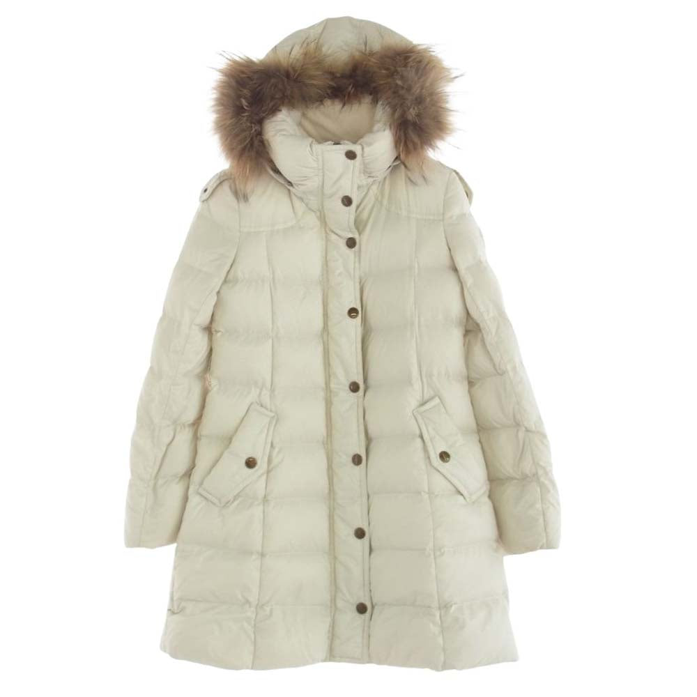 BURBERRY BLUE LABEL バーバリーブルーレーベル E1A80-880-02 ラクーンファー付き ダウン コート オフホワイト系 38【中古】