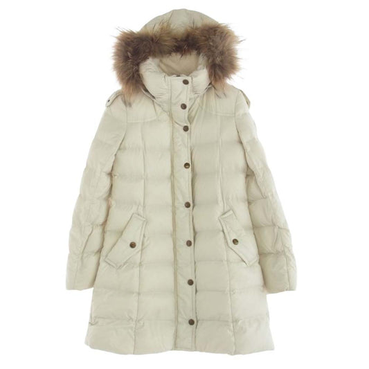 BURBERRY BLUE LABEL バーバリーブルーレーベル E1A80-880-02 ラクーンファー付き ダウン コート オフホワイト系 38【中古】