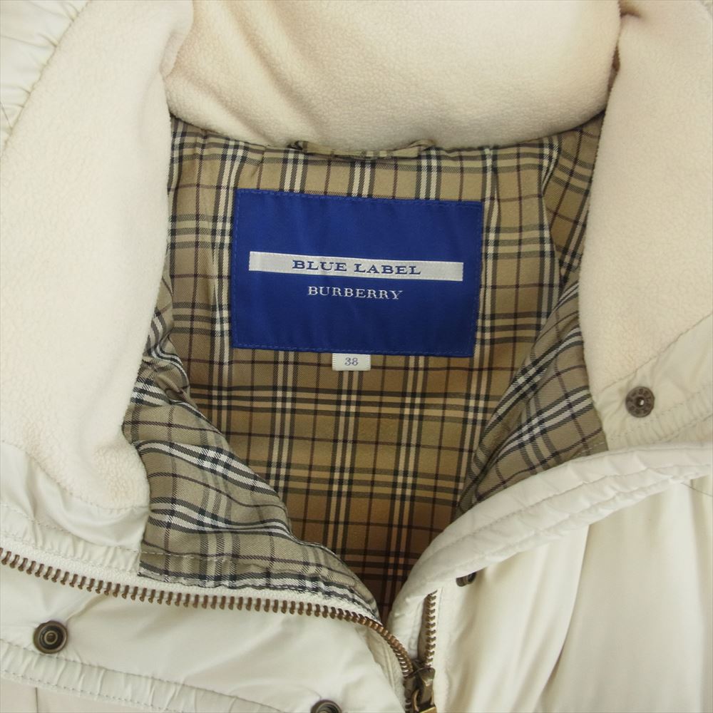 BURBERRY BLUE LABEL バーバリーブルーレーベル E1A80-880-02 ラクーンファー付き ダウン コート オフホワイト系 38【中古】