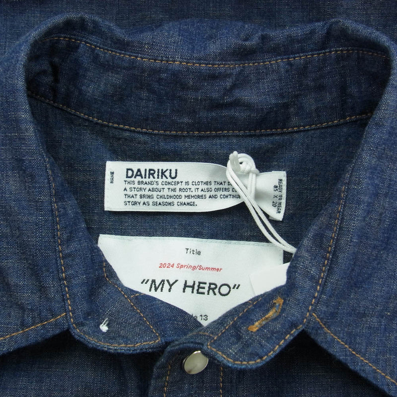 ダイリク 24SS 24SS S-4 Onewash Denim Western Over Shirt ワンウォッシュ デニム ウエスタン オーバー シャツ M【新古品】【未使用】【中古】