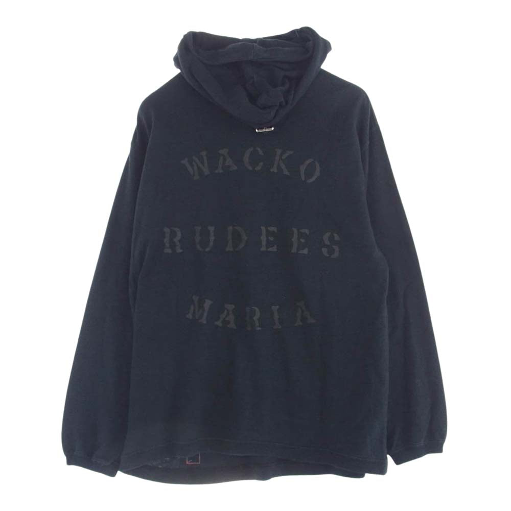 WACKO MARIA ワコマリア ハイネック フーディー パーカー ロゴ刺? ブラック系【中古】